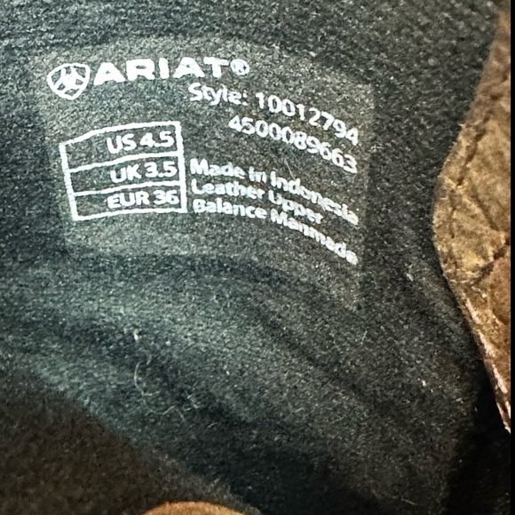 ARIAT Tombstone Boys Youth Boots Size 4.5 Square Toe Brown/Black/Blue Leather - Picture 8 of 8